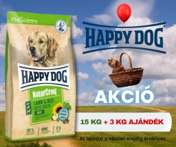 AKCIÓS Happy Dog NaturCroq Lamb and Rice (15 kg) + 3 KG AJÁNDÉK 15+3 kg